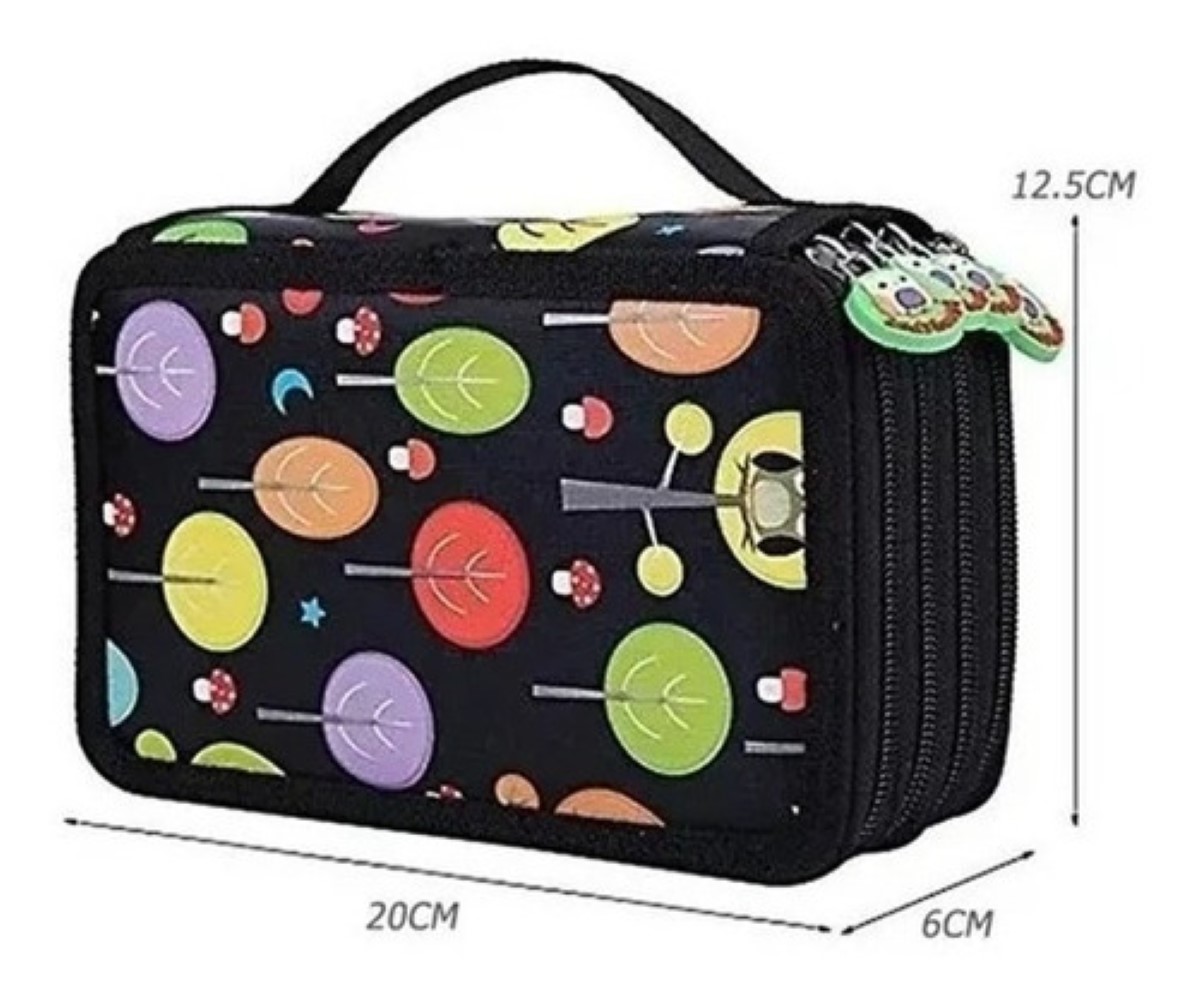 "Bolígrafo Organizador De 72 Agujeros Para Estudiantes, Color Negra con dibujos "