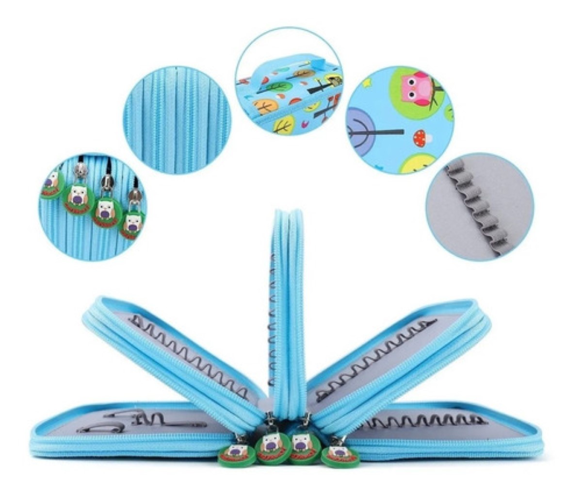 "Bolígrafo Organizador De 72 Agujeros Para Estudiantes, Color Azul con dibujos "
