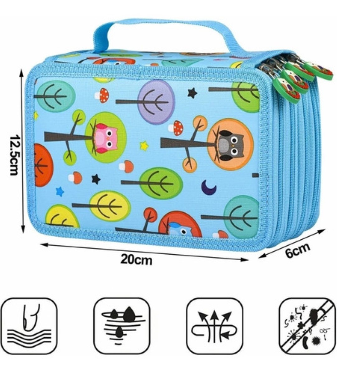 "Bolígrafo Organizador De 72 Agujeros Para Estudiantes, Color Azul con dibujos "