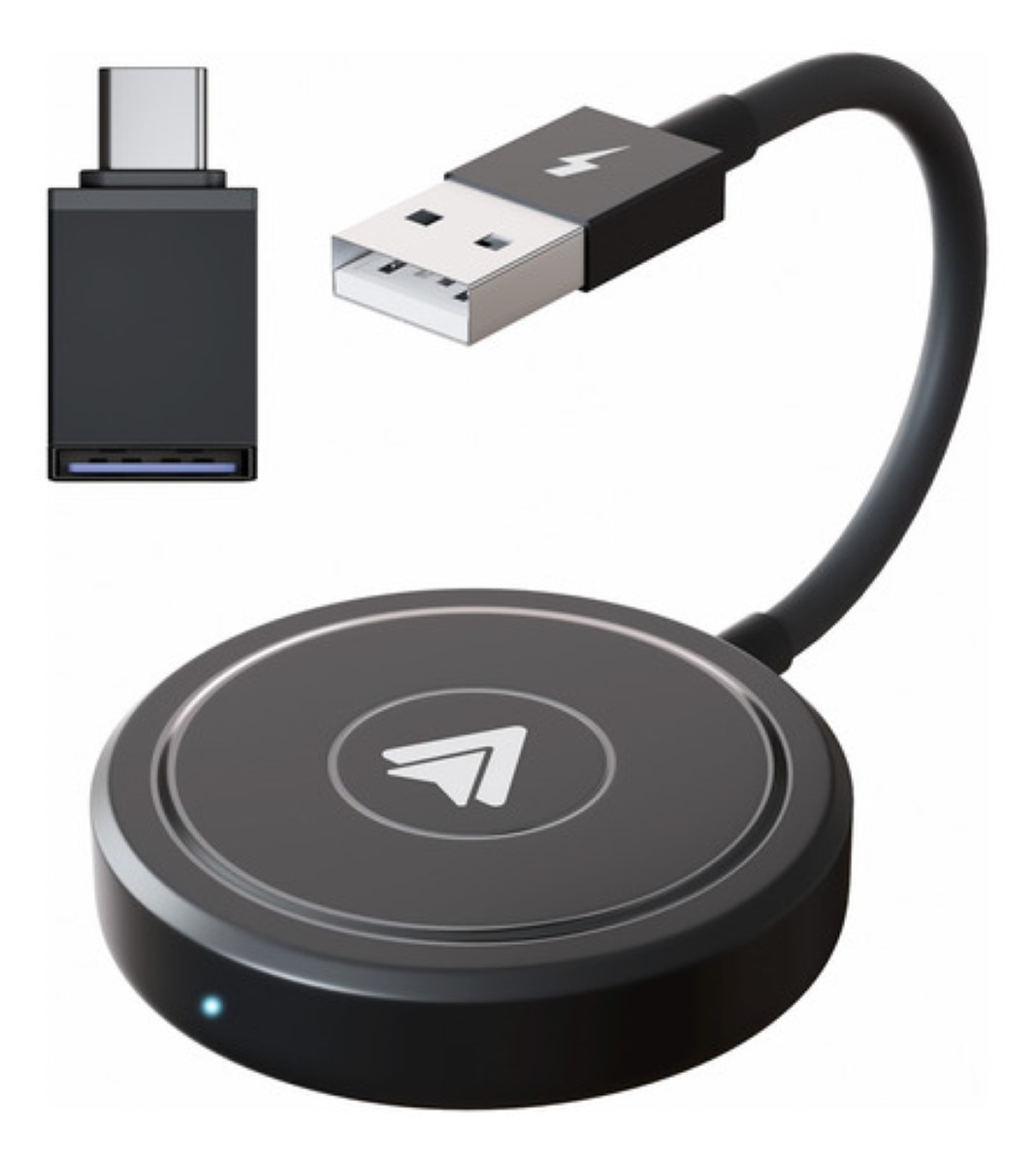 Adaptador Inalámbrico Androidauto Plug & Play Para Android Negro Redondo