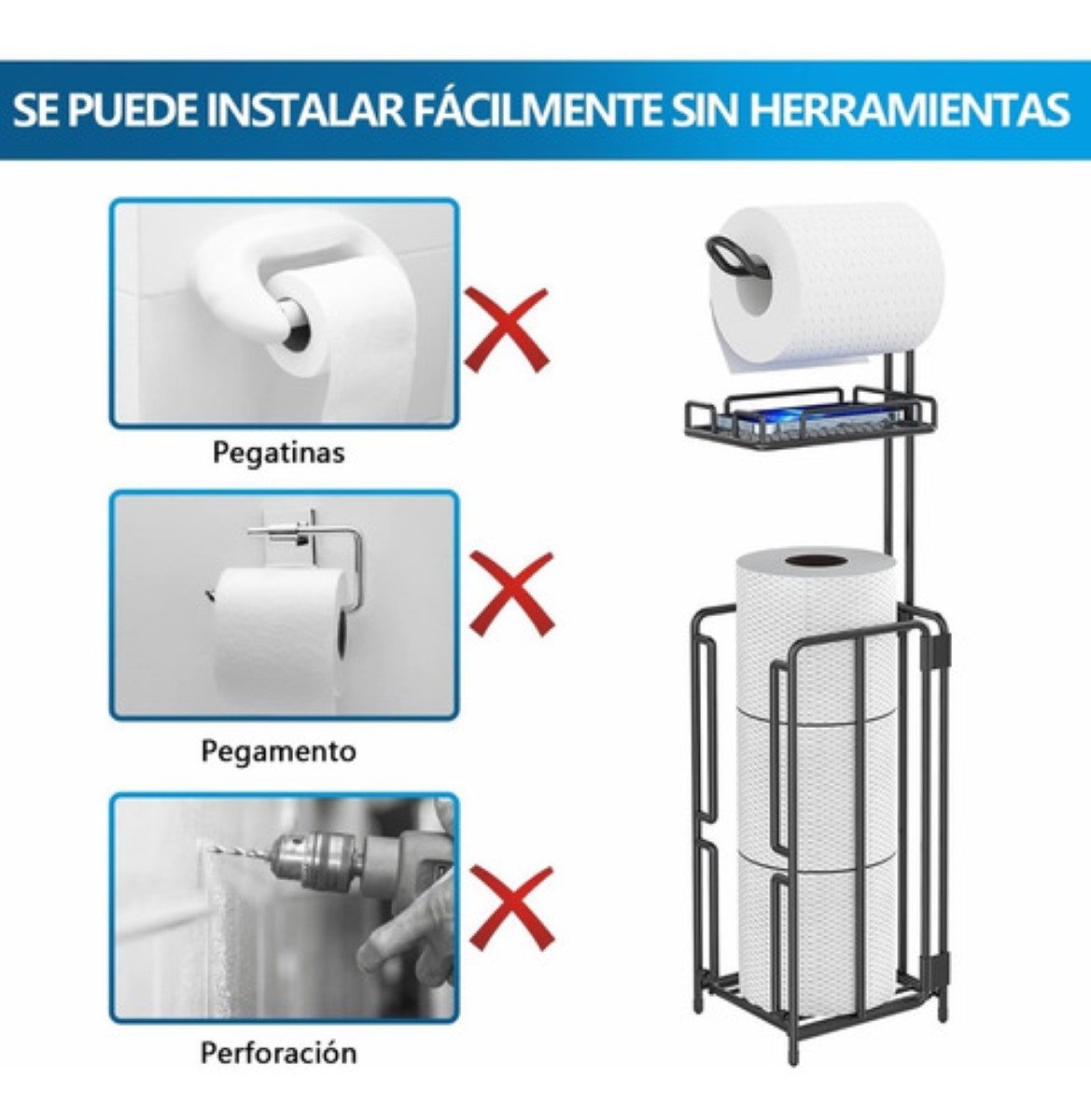 Soporte De Papel Higiénico De Acero Inoxidable Negro