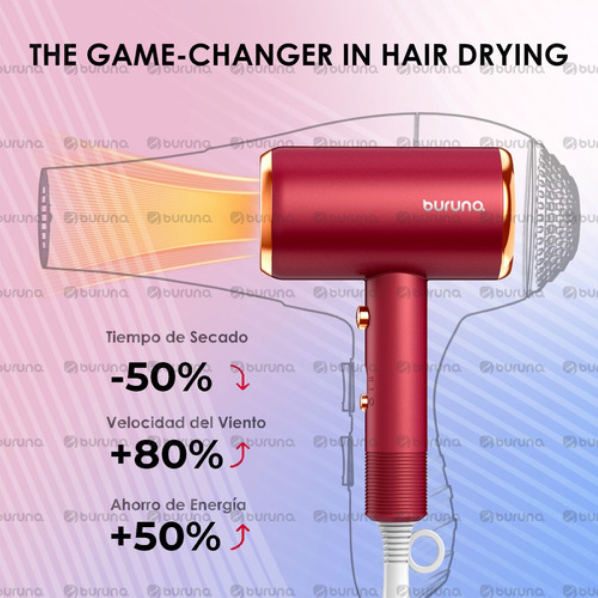"Secadora Para Cabello Secadora De Cabello Con Difusor 2000w Roja "