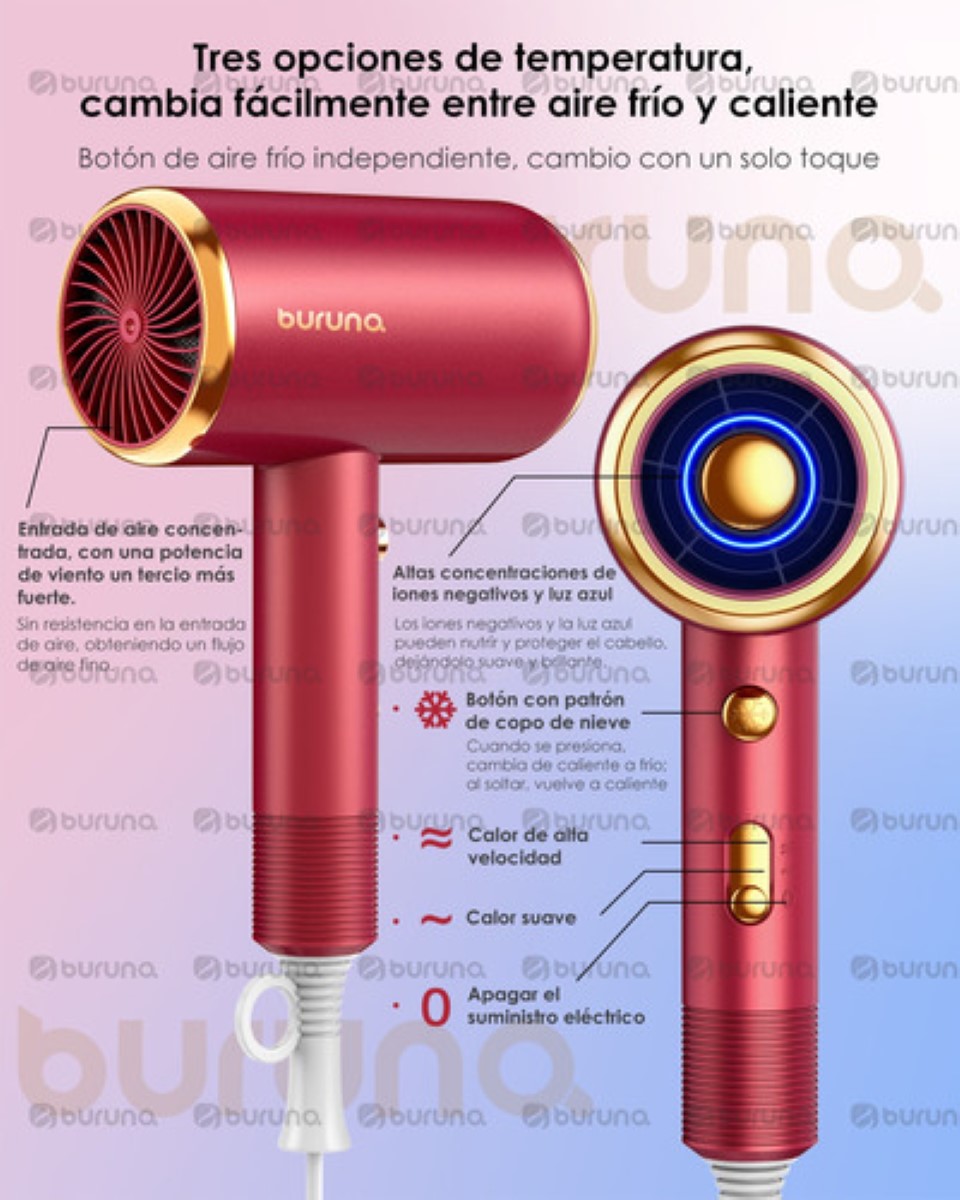 "Secadora Para Cabello Secadora De Cabello Con Difusor 2000w Roja "