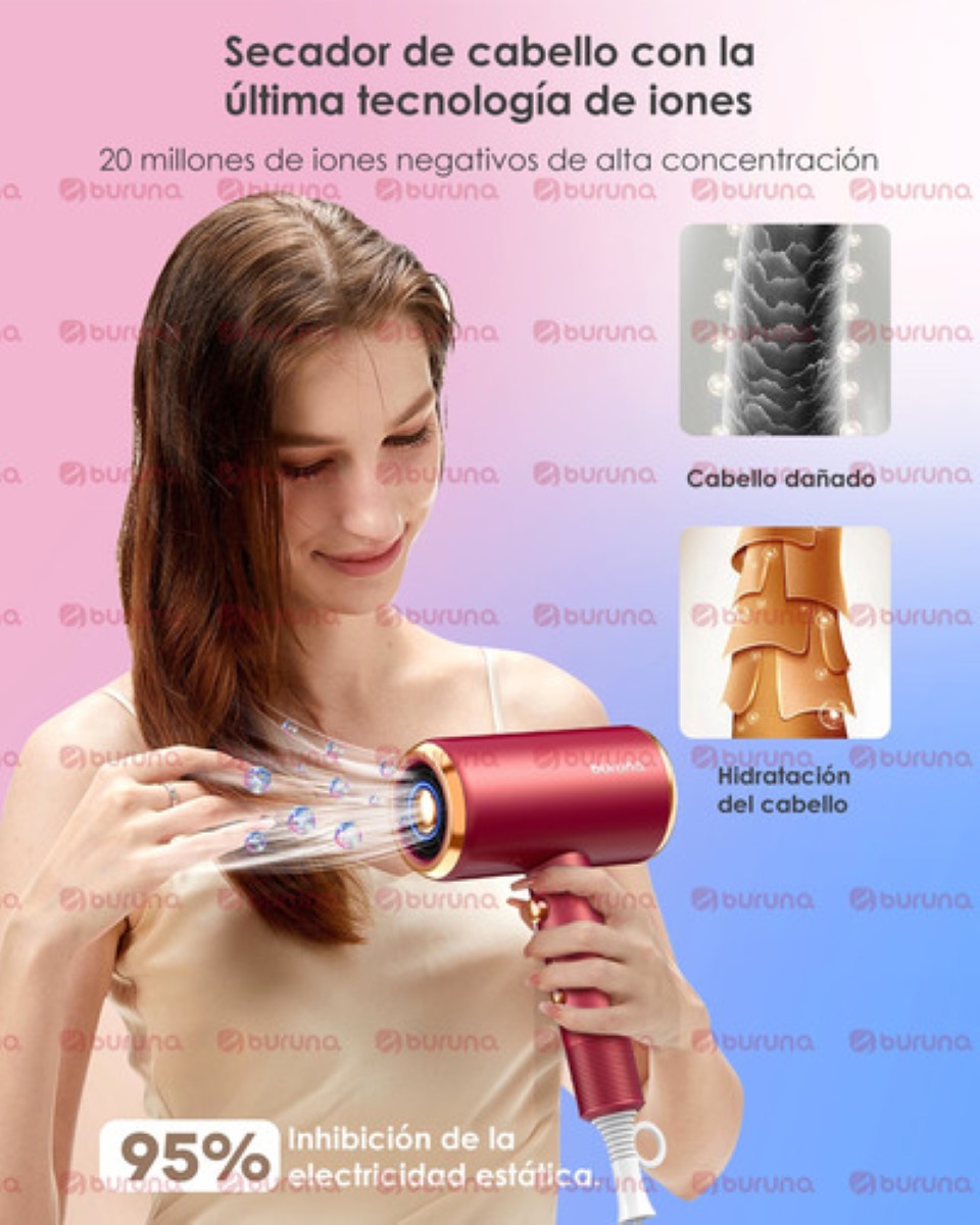 "Secadora Para Cabello Secadora De Cabello Con Difusor 2000w Roja "