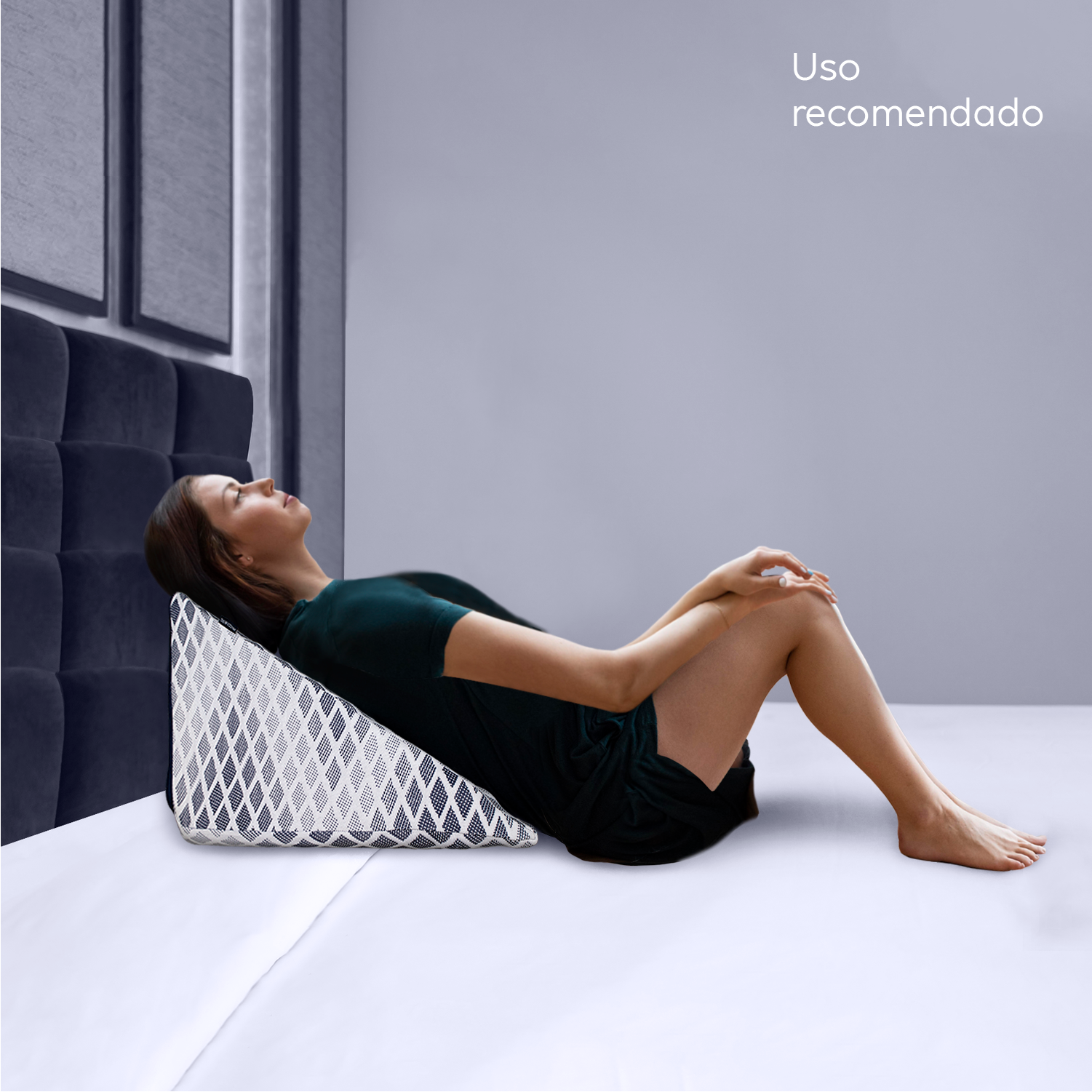 DR JOOHN Almohada de cuña para Cama | Diseño Antillagas | 60 x 60 x 27 cm | Elevación de Pierna, Soporte de Espalda, antirreflujo y antirronquidos (Snow)