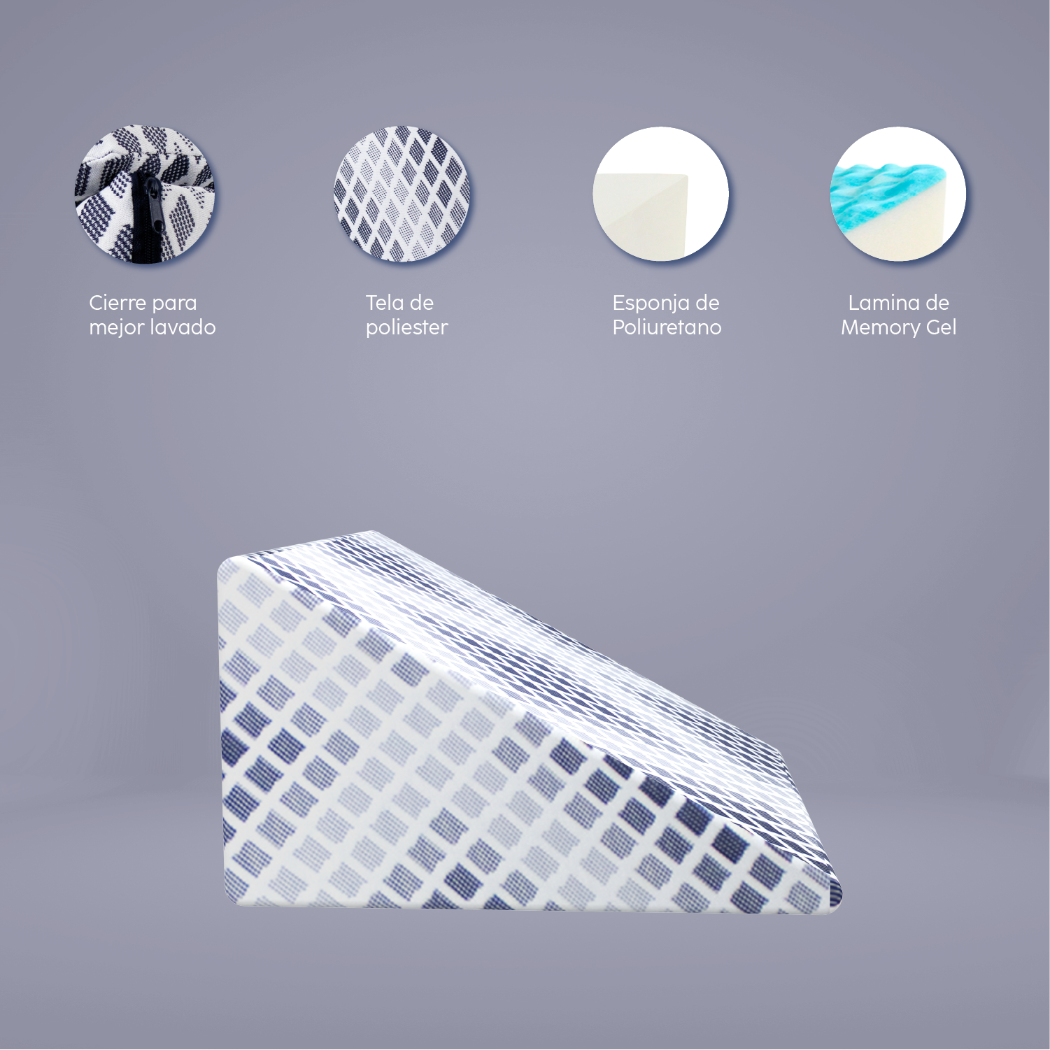 DR JOOHN Almohada de cuña para Cama | Diseño Antillagas | 60 x 60 x 27 cm | Elevación de Pierna, Soporte de Espalda, antirreflujo y antirronquidos (Snow)