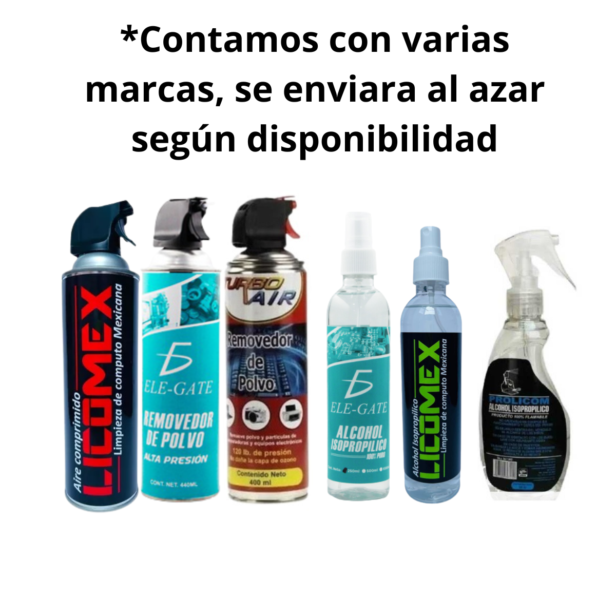 Aire Comprimido 440 ml, Toallas Húmedas, Alcohol Isopropílico 250 ml, Limpiador de pantallas 250 ml, Paño, Cepillo Antiéstatico