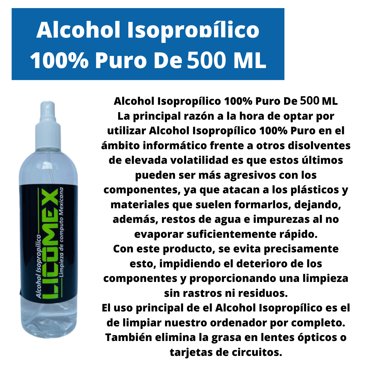 Aire Comprimido 440 ml, Alcohol Isopropílico 500 ml, Paño, Cepillo Antiestatico