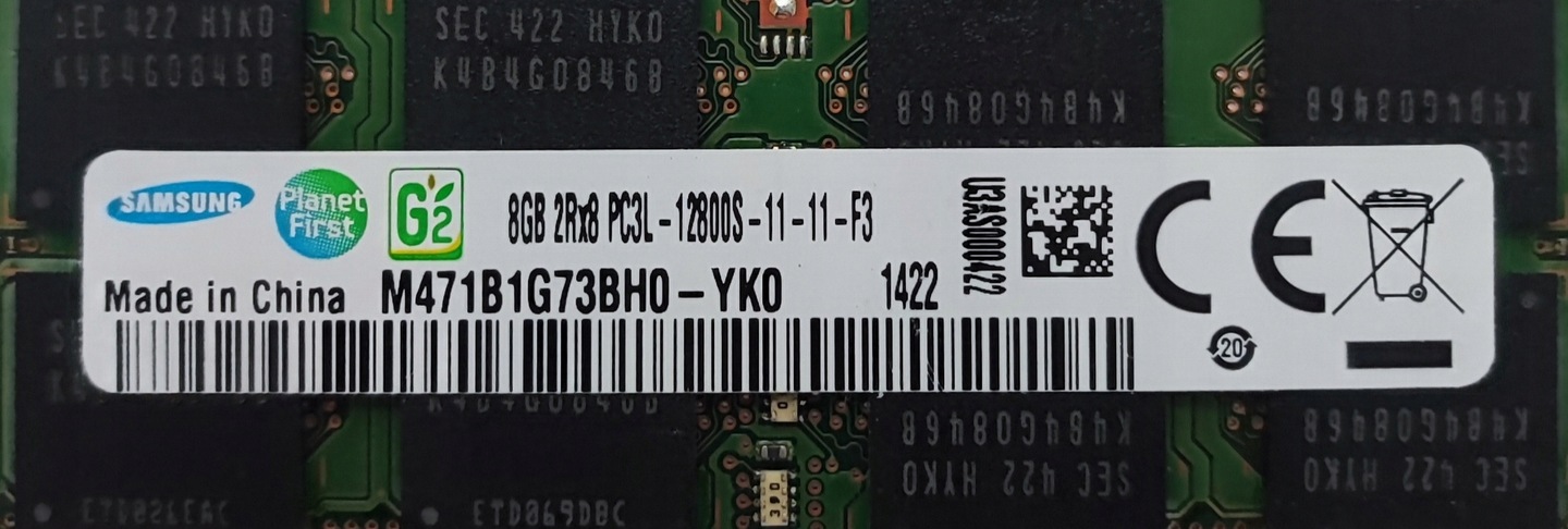 Memoria Ram 8gb Samsung Pc3l-12800s M471b1g73bh0-yk0 Sodimm