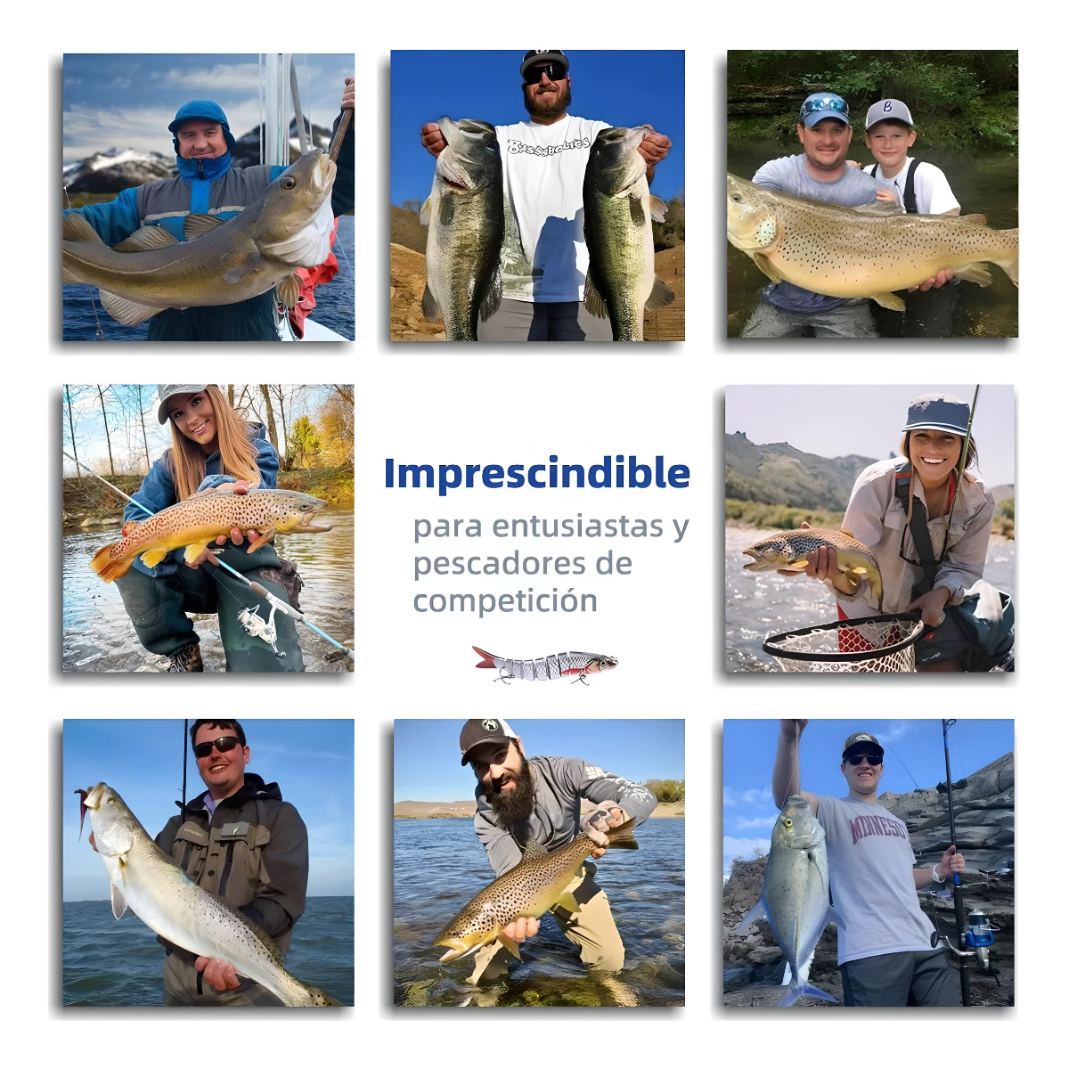 Señuelos De Pesca Kit 3 Accesorios Para Pesca 14cm 9 Segment