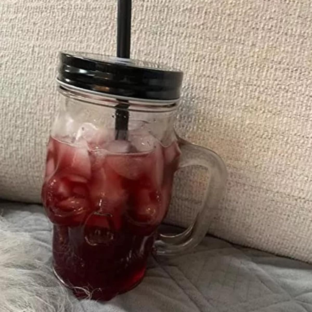 Tarro De Vidrio Diseño De Calavera Vaso Con Tapa Y Popote