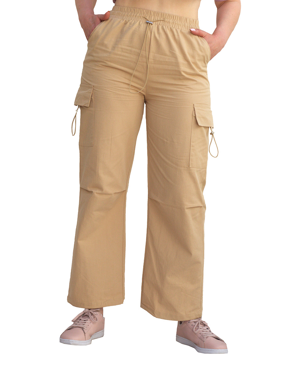 Wide Leg Pantalon Cargo De Gabardina Mujer Pantalón Jogger Cargo