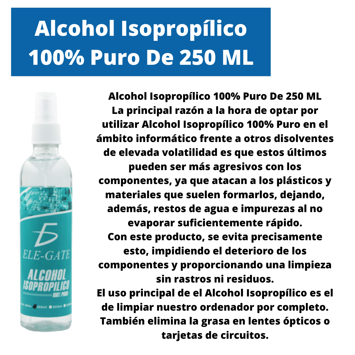 Alcohol Isopropílico Limpieza Mantenimiento Pc 3pz