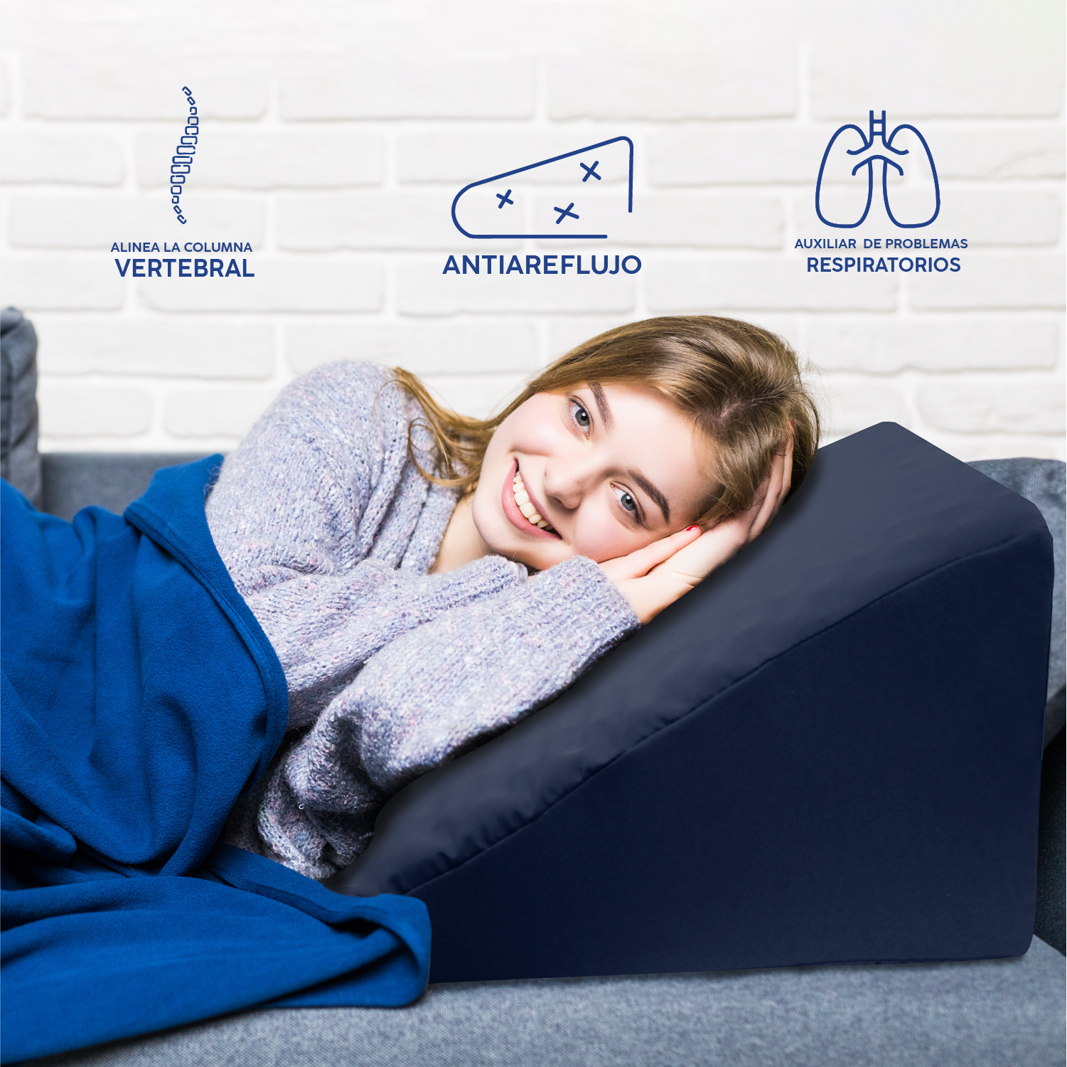 DR JOOHN Almohada de cuña para Cama | Elevación de Pierna, Soporte de Espalda, antirreflujo y antirronquidos (A. Marino)