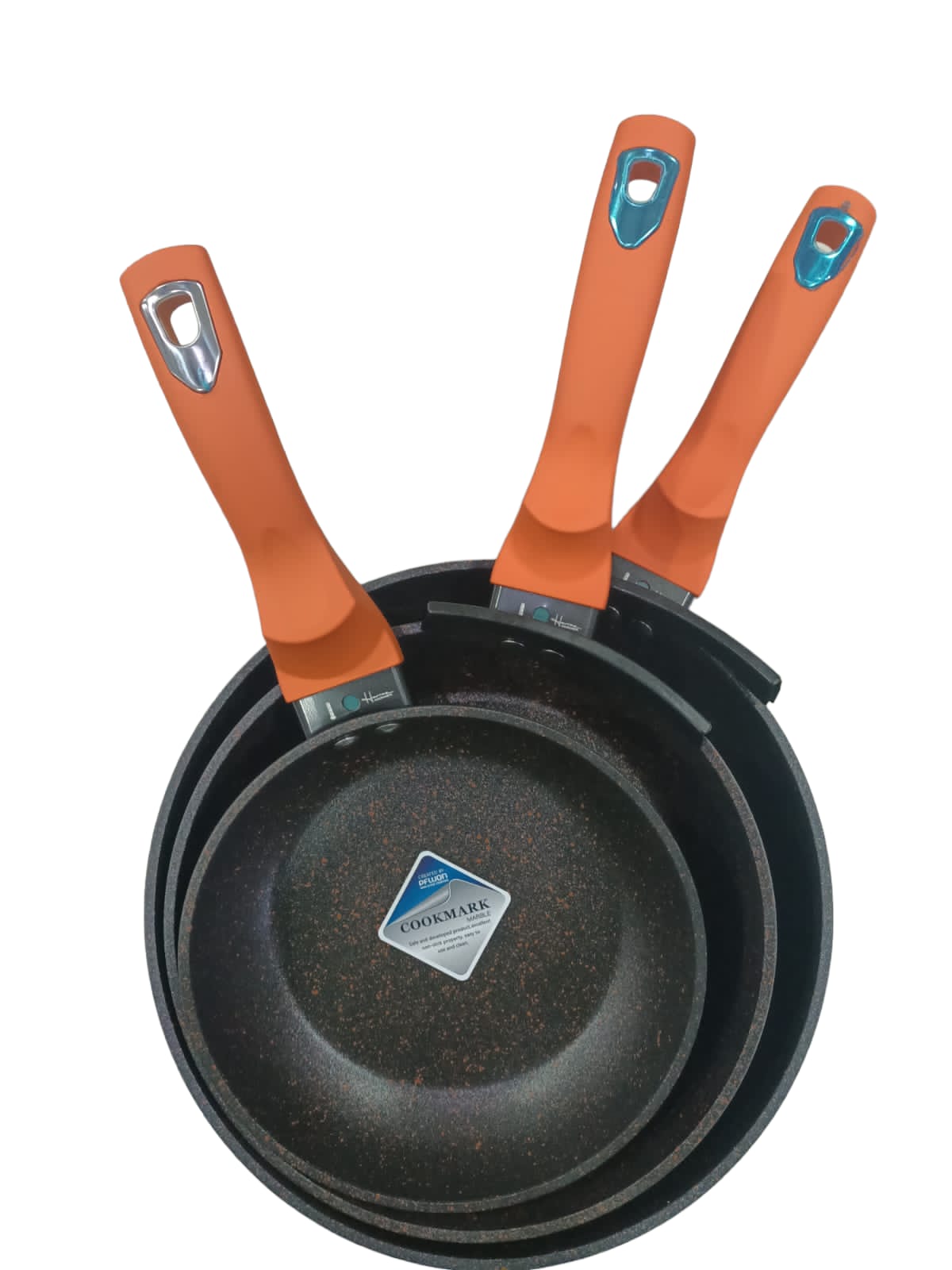 Juego 3 Sartenes Naranja/Negro Harraz