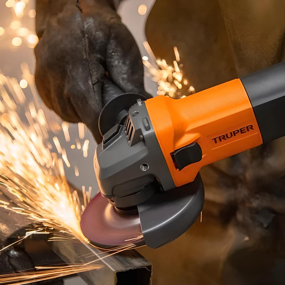 Esmeriladora angular Truper Profesional ESMA-4-1/2A9D de 60 Hz color naranja 800 W + accesorios