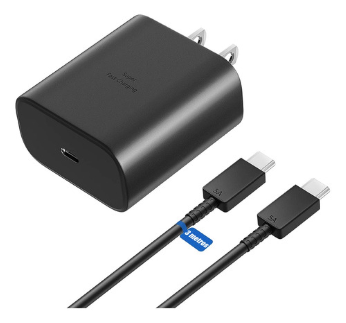 Cargador Carga Rápida Tipo C 45w Para Samsung S23 Ultra S23 Negro