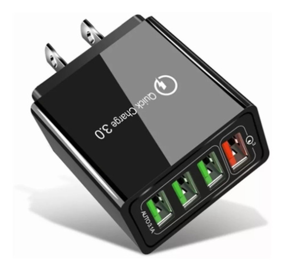 Cargador Carga Rapida Qc3.0 Turbo 4puerto Usb 5-12v Color Negro