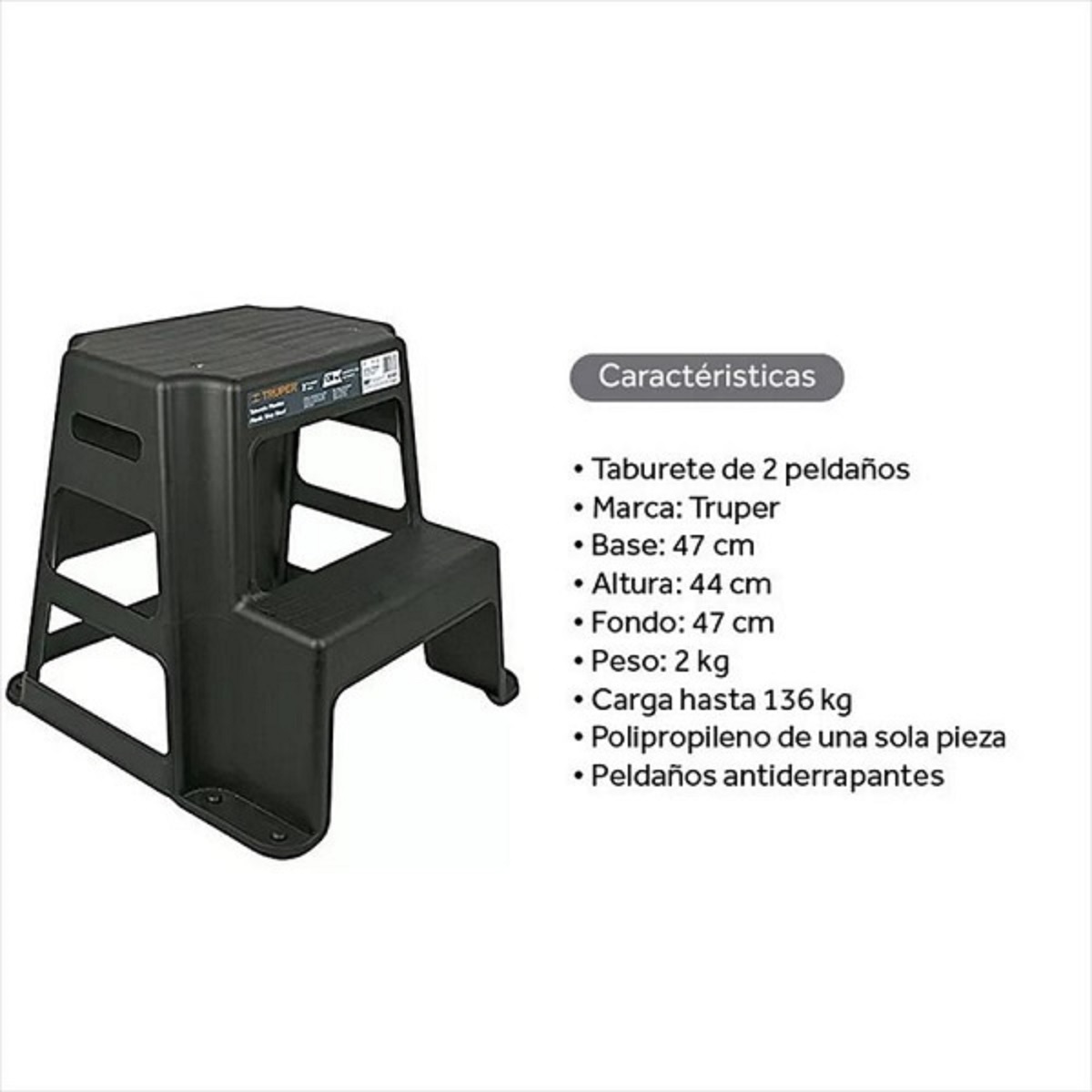 Taburete Banco Plástico Silla Para Negocio Peldaño 136 Kg.