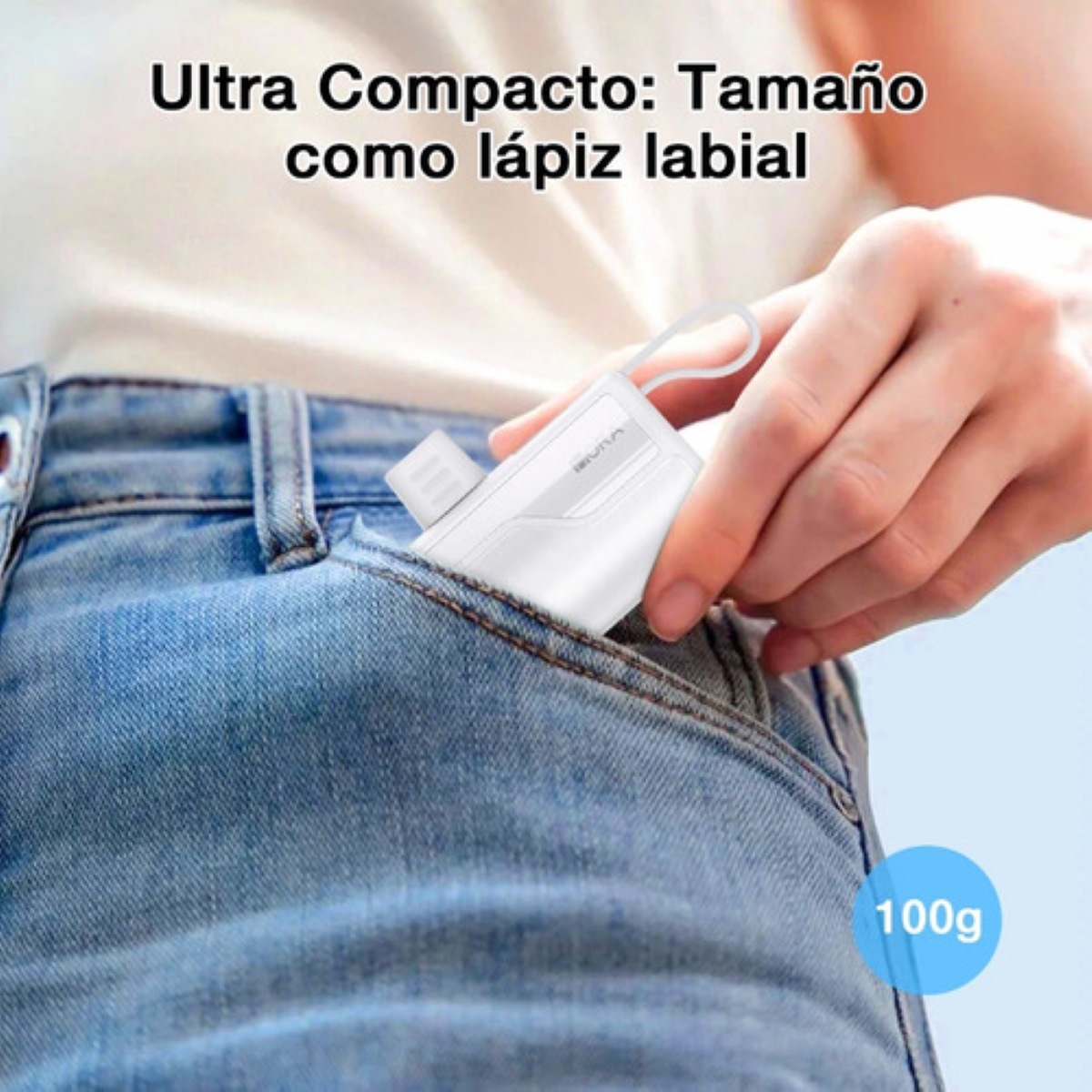 Mini Power Bank 4500 Mah Batería Portátil Salida Tipo C Con 1 Cable Usb Am Pila Cargador Negro