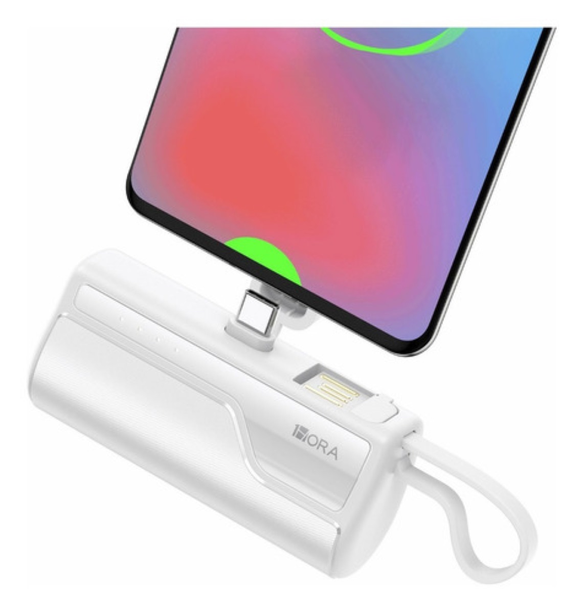 Mini Power Bank 4500 Mah Batería Portátil Salida Tipo C Con 1 Cable Usb Am Pila Cargador Negro