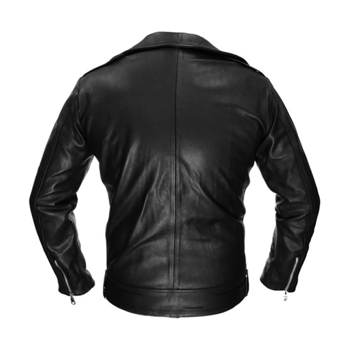 Chamarra De Piel Rockera Hombre Cierre Cruzado Slim Fit B1.