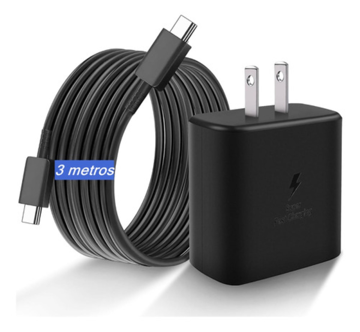 Cargador Super Carga Rápida Tipo C 45w Para Samsung S23 S23+ Negro