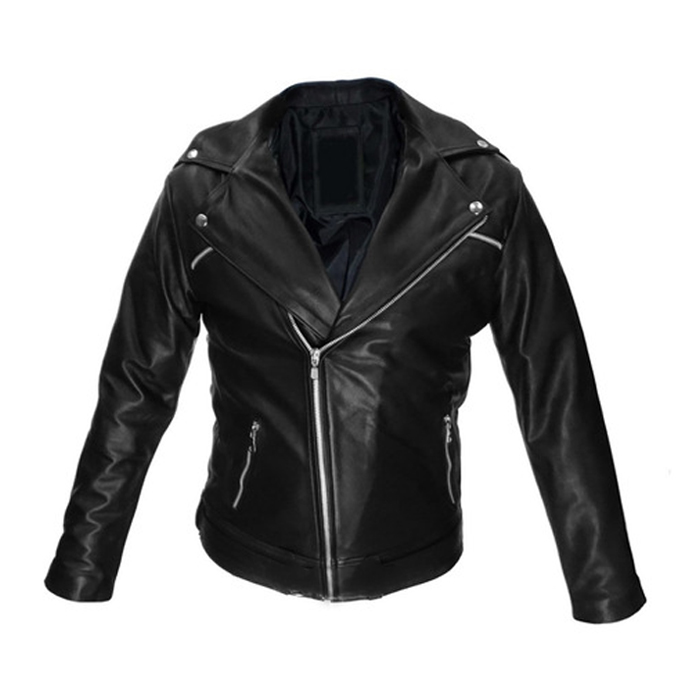 Chamarra De Piel Rockera Hombre Cierre Cruzado Slim Fit B1.