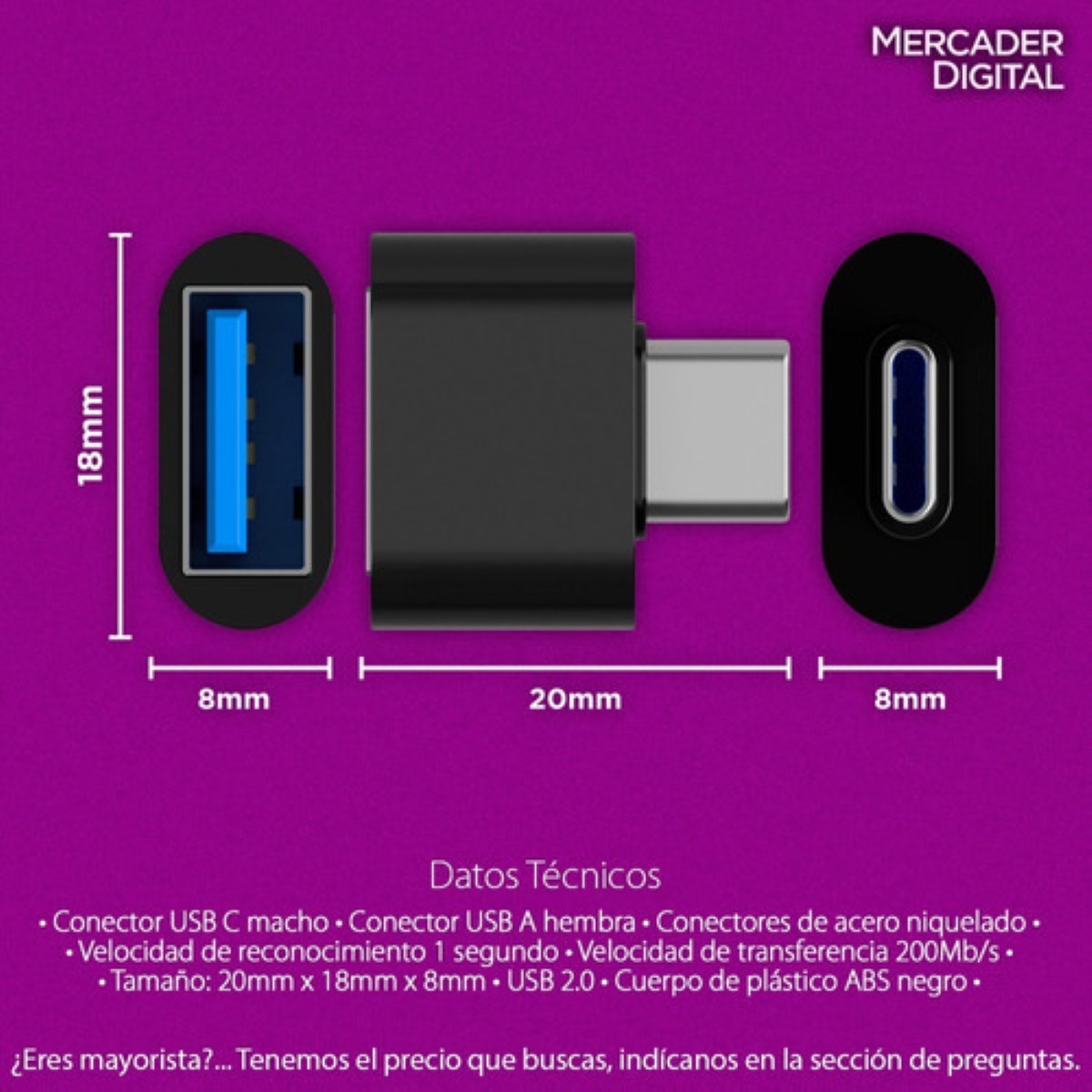 Adaptador Usb A Tipo C Otg 3.0 Conector Celular Tablet Type