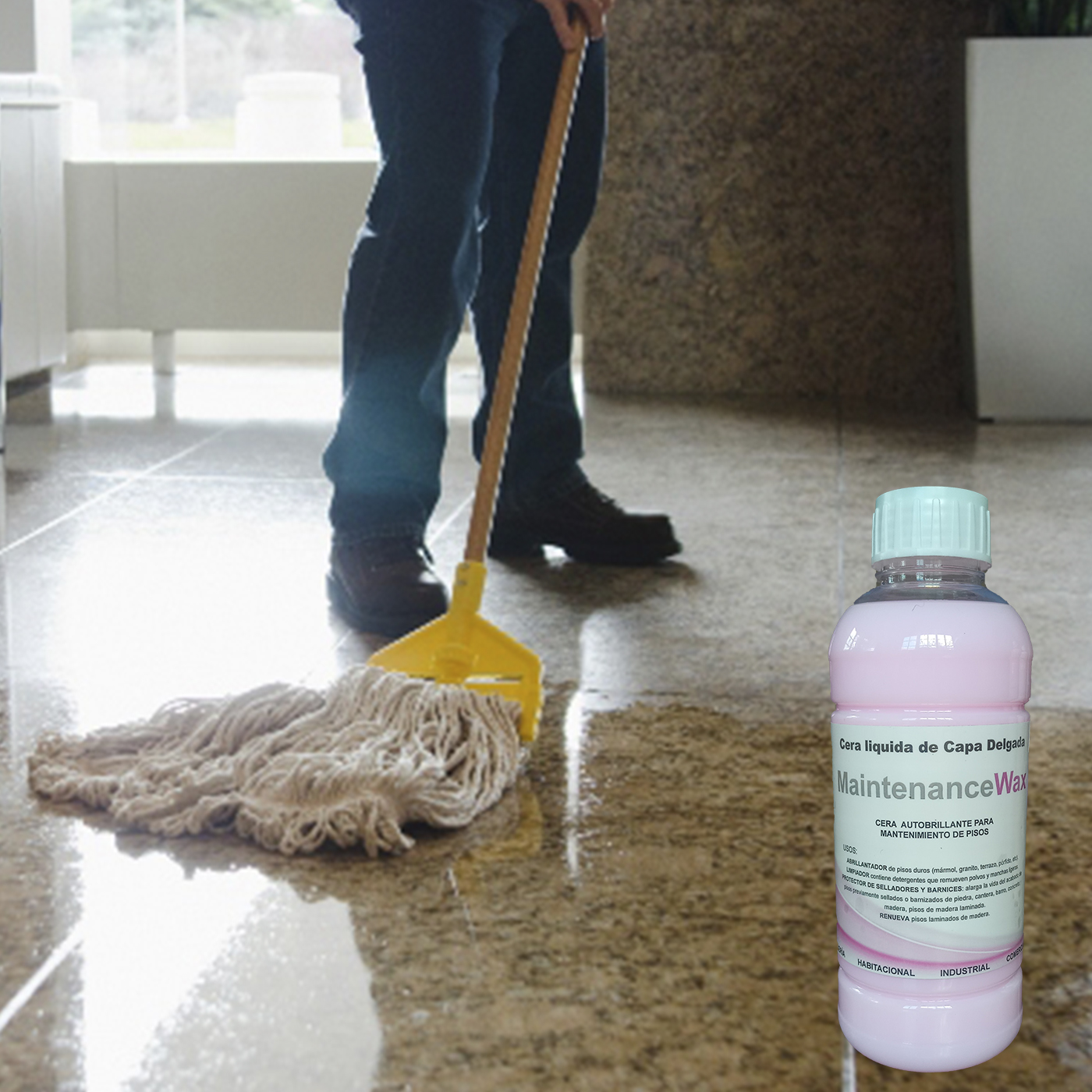 Cera Brilladora de pisos Laminados Vinilicos Marmol Granito