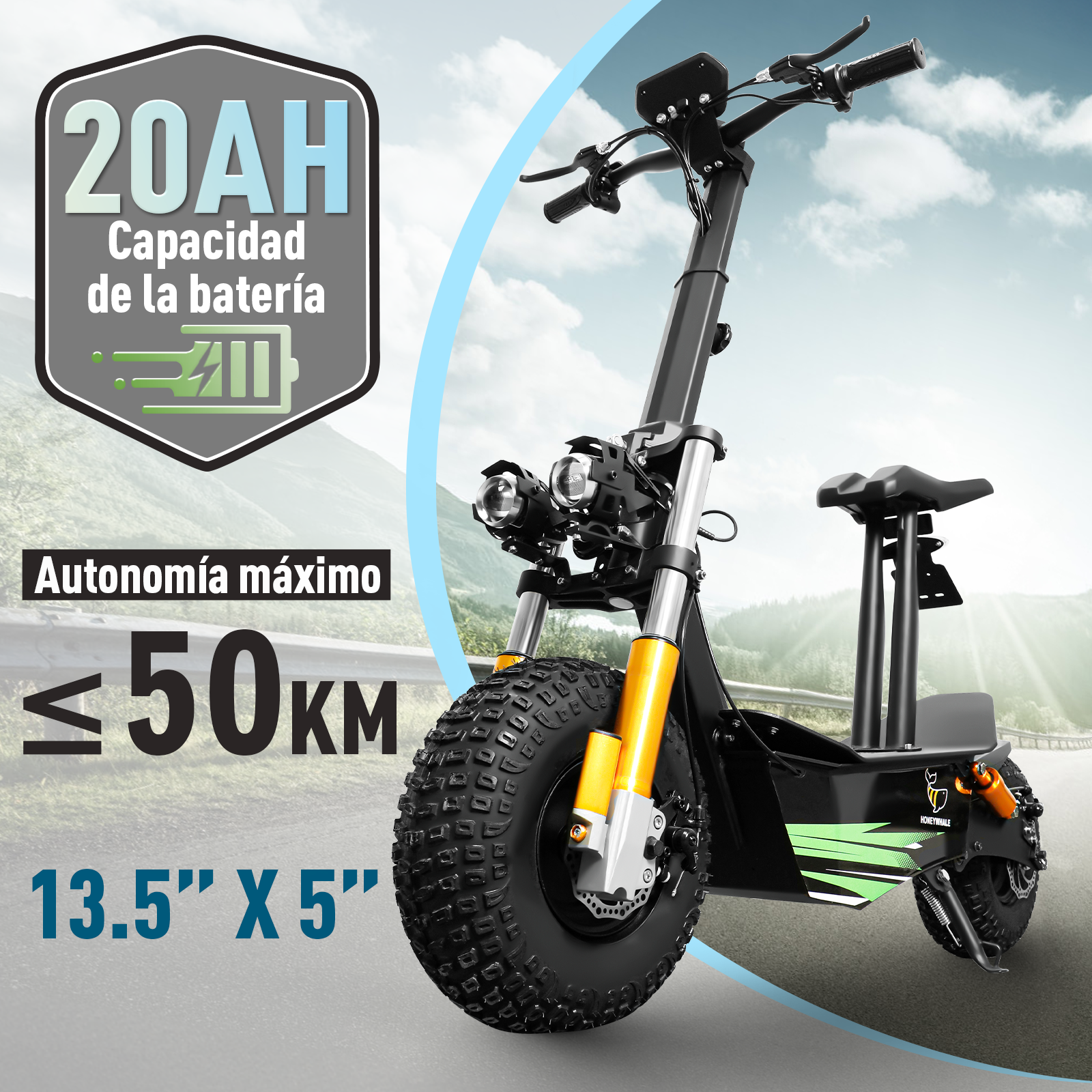 Scooter Eléctrico Honey Whale Discoverer Negro