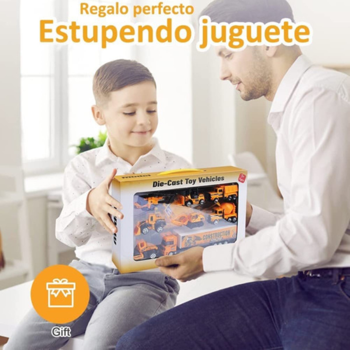 "Kit De Camiones De Juguete Con Alfombrilla De Tráfico, 8 Pzs Amarillo "