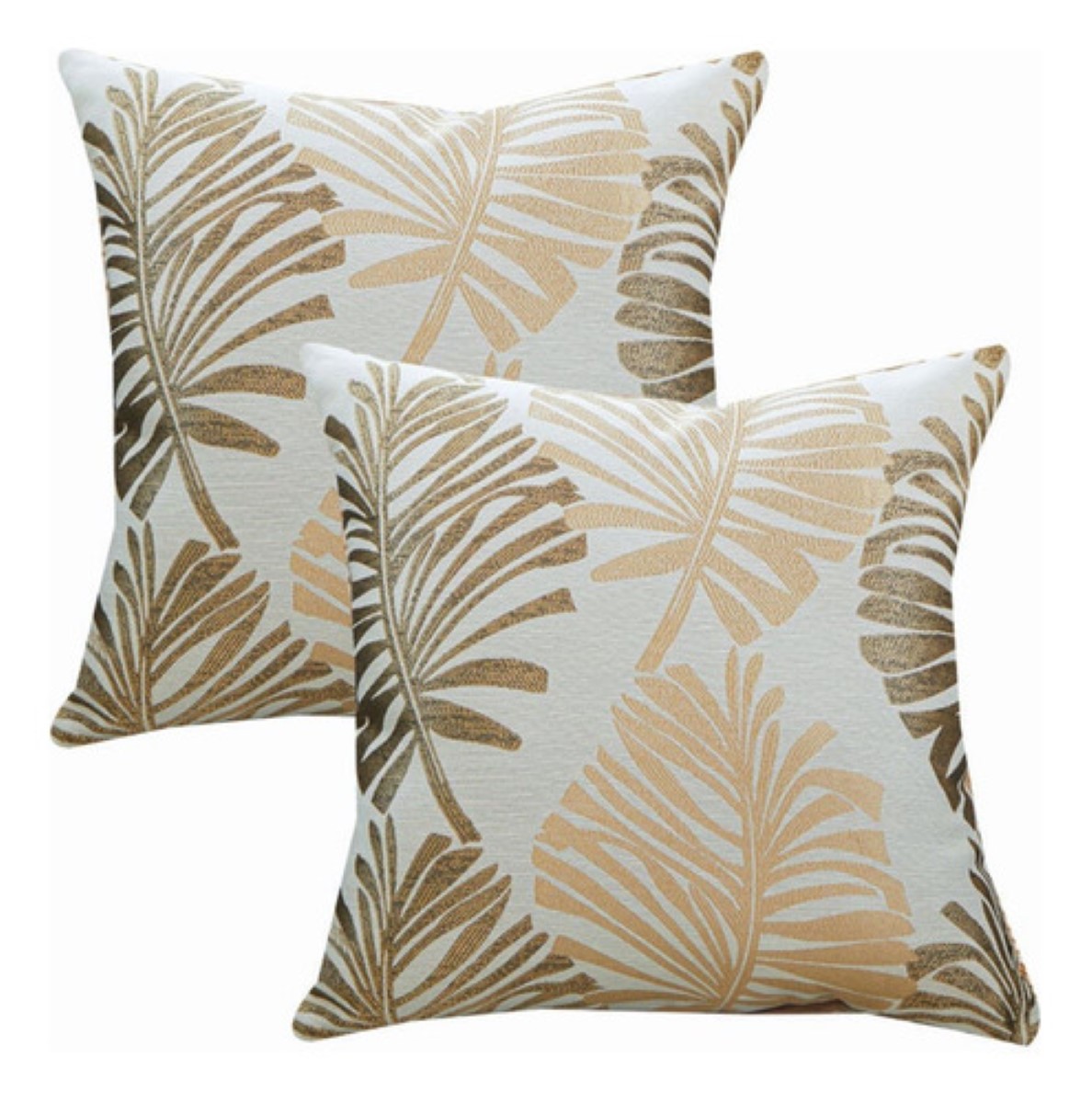 2 Pzas Fundas Para Cojines Decorativos De Terciopelo 45x45cm Hojas Caqui