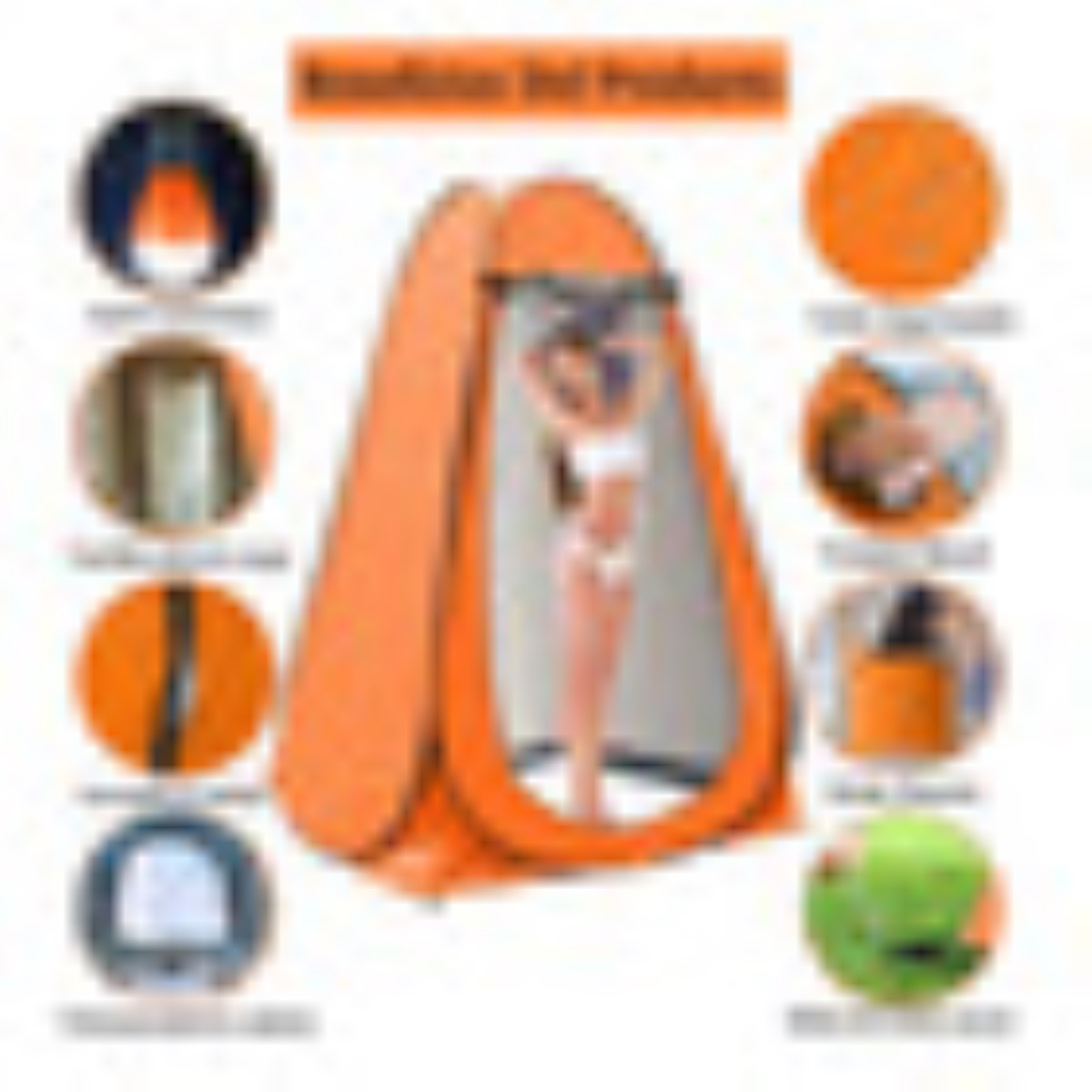 Vestidor Cambiador Portátil Tienda Campaña1.9m Camping/playa Naranja