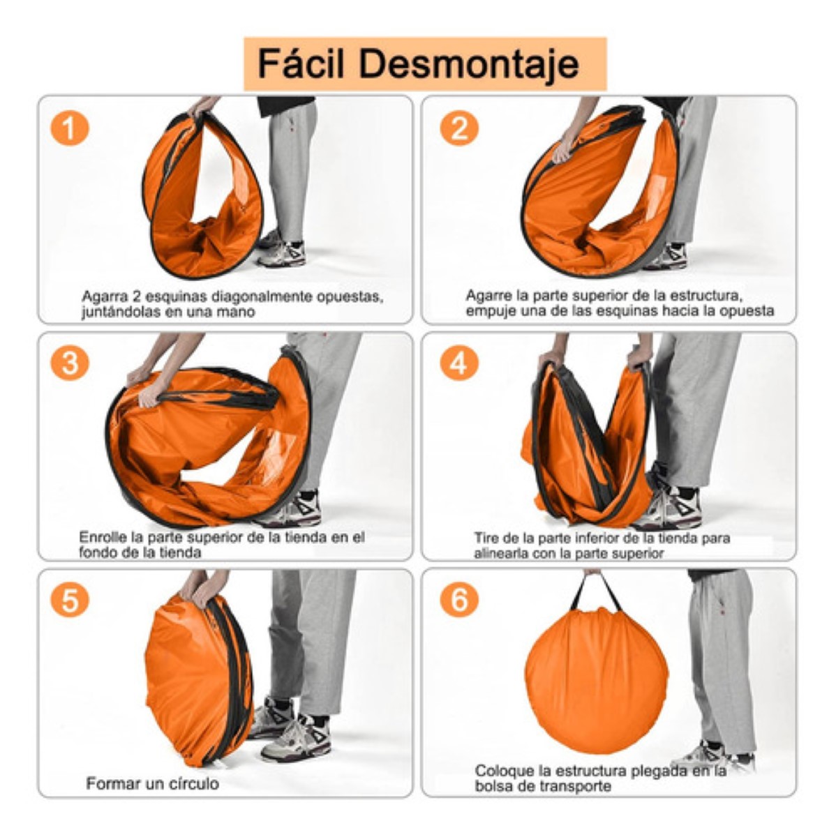 Vestidor Cambiador Portátil Tienda Campaña1.9m Camping/playa Naranja