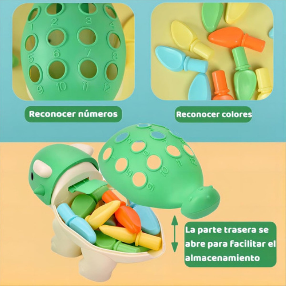 "Juguetes Dinosaurios Didacticos Montessori Regalo Para Niños Verde "