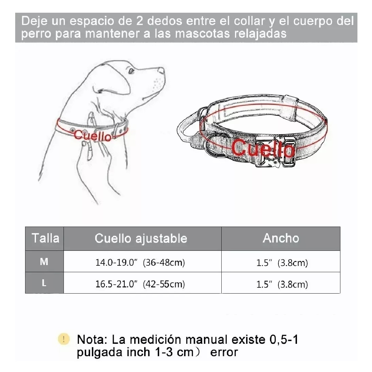 Collar Táctico Para Perro Con Hebilla Metal Super Resistente Rosa M