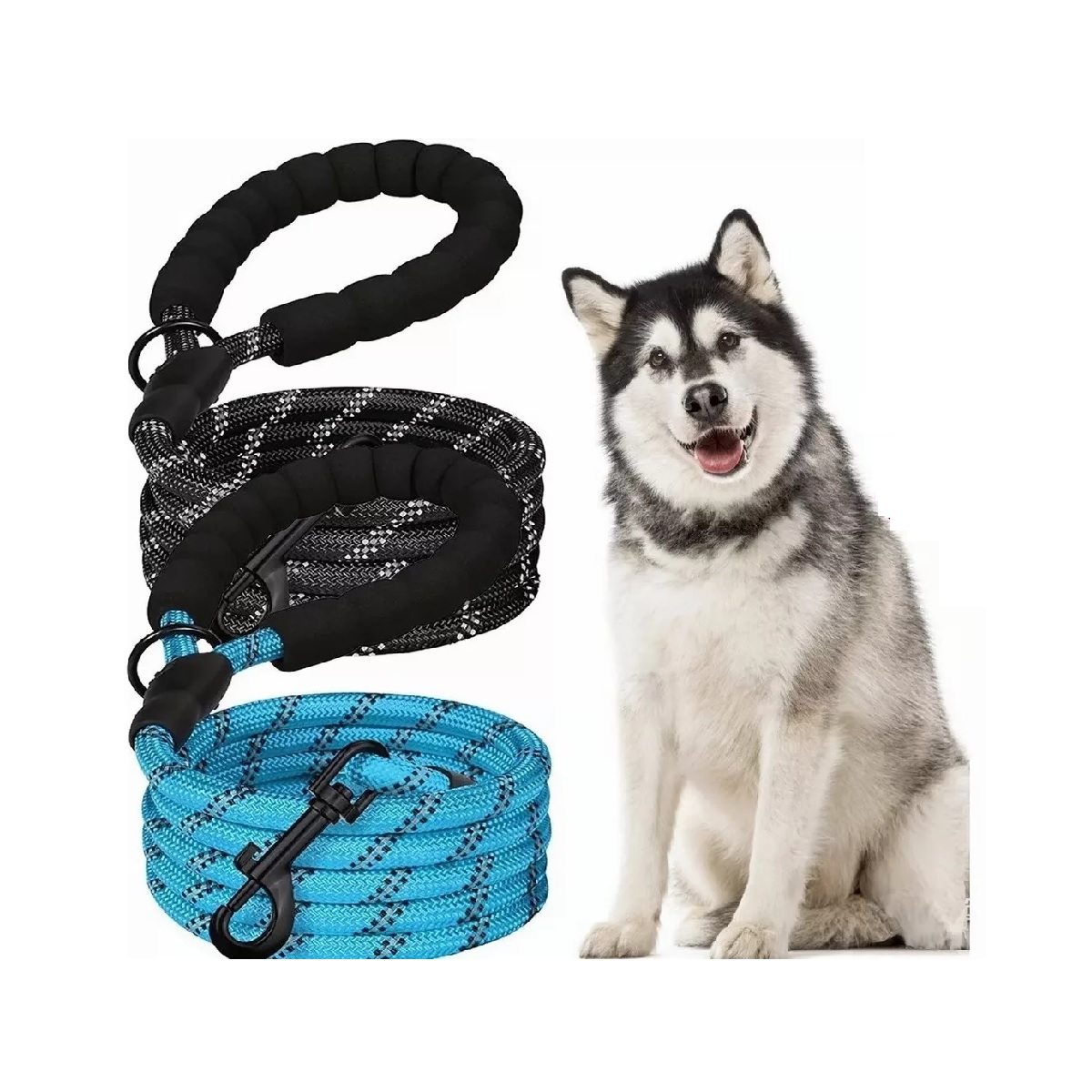 Correa Para Perro Grande Resistente Fuerte 2pcs Negro/Azul