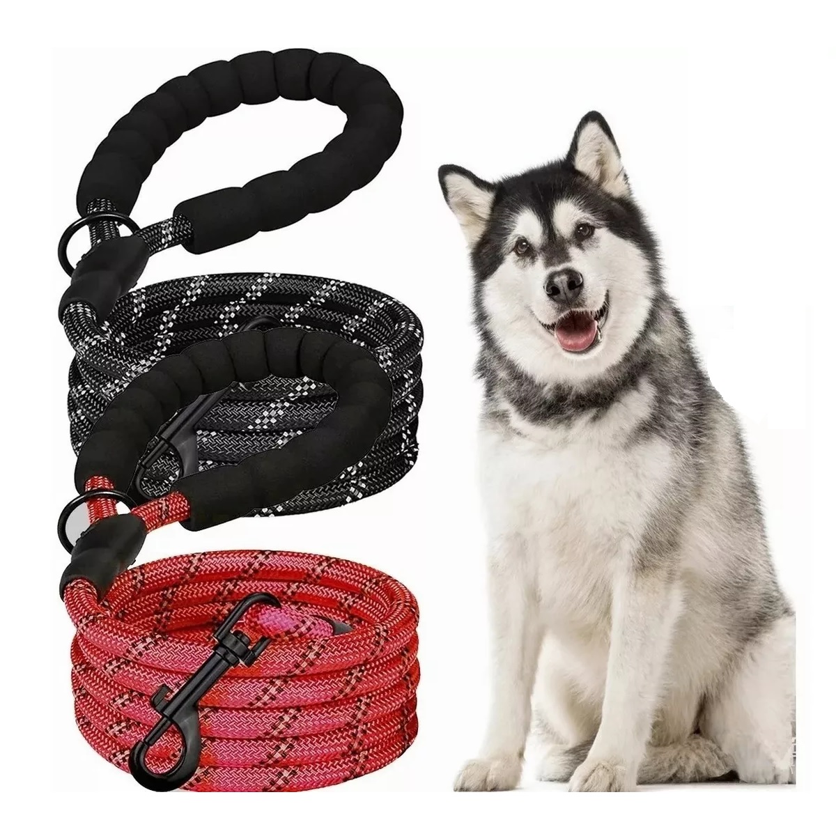 Correa Para Perro Grande Resistente Fuerte 2pcs Negro/Rojo