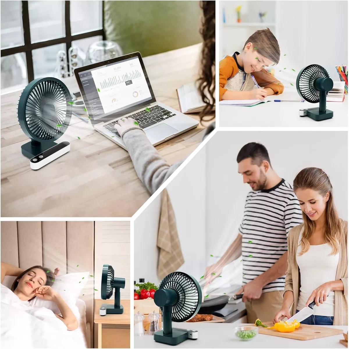 Ventilador De Escritorio Portátil Con 5 Aspas De Plástico
