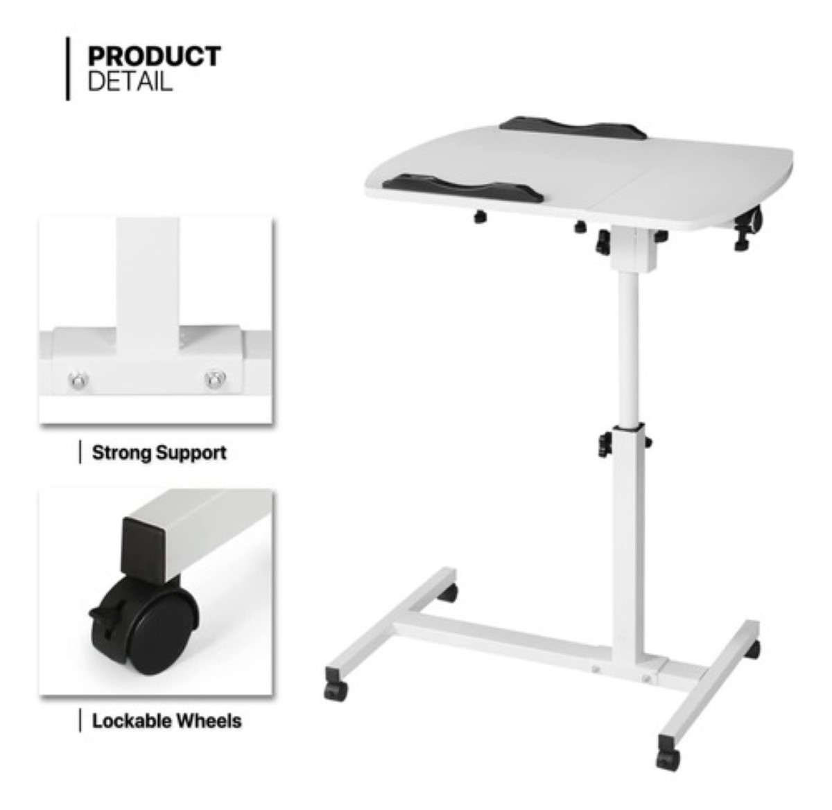 "Mesa Auxiliar De Sofá Plegable Y Extraíble Para Laptop 60cm Blanco "
