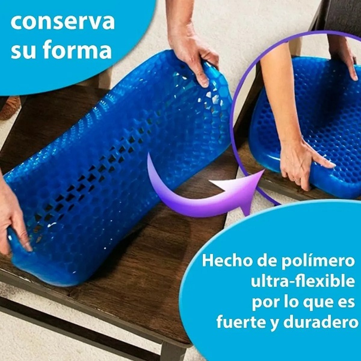 Cojín Silicona Asiento Auto Gel Confortable Lavable Portátil