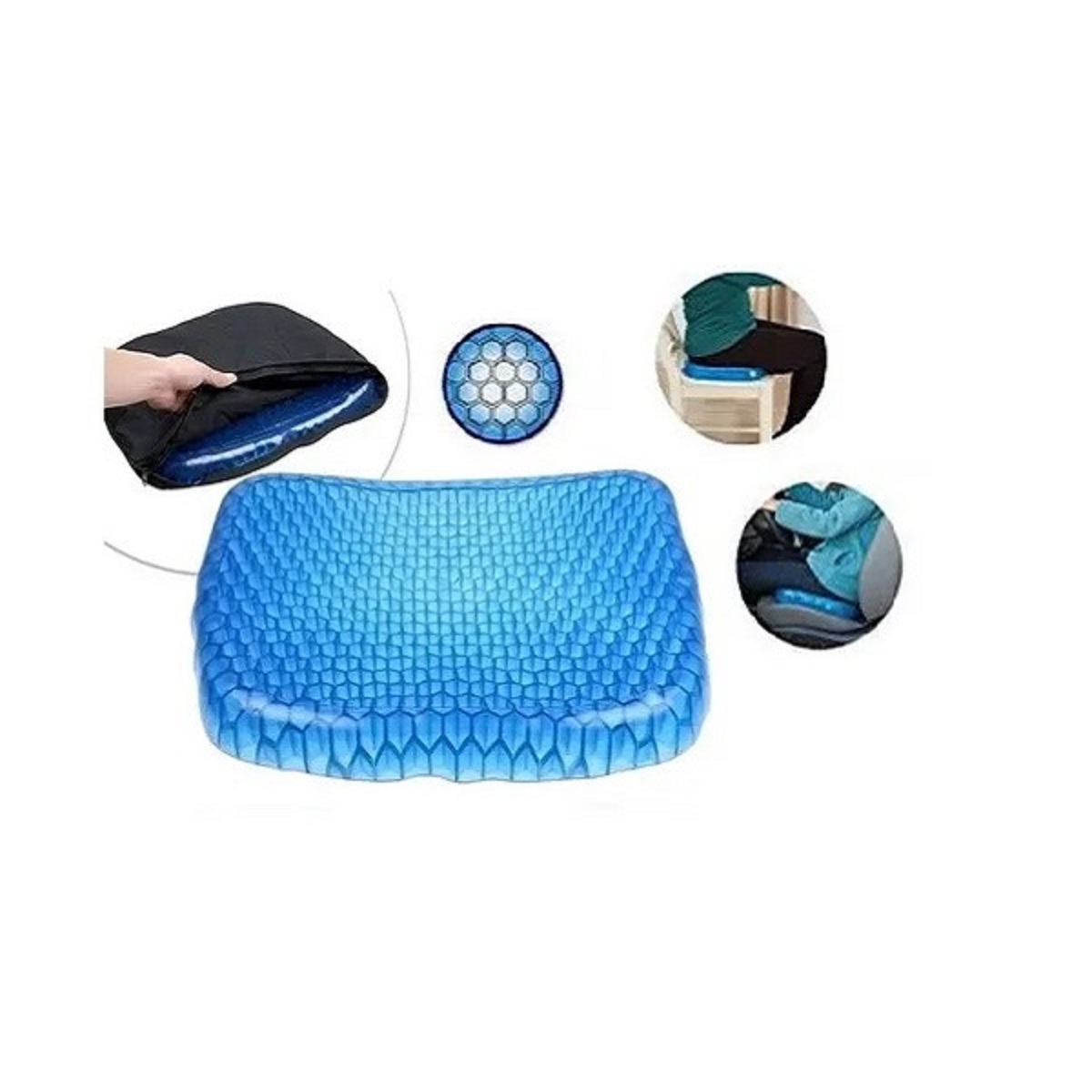 Cojín Silicona Asiento Auto Gel Confortable Lavable Portátil