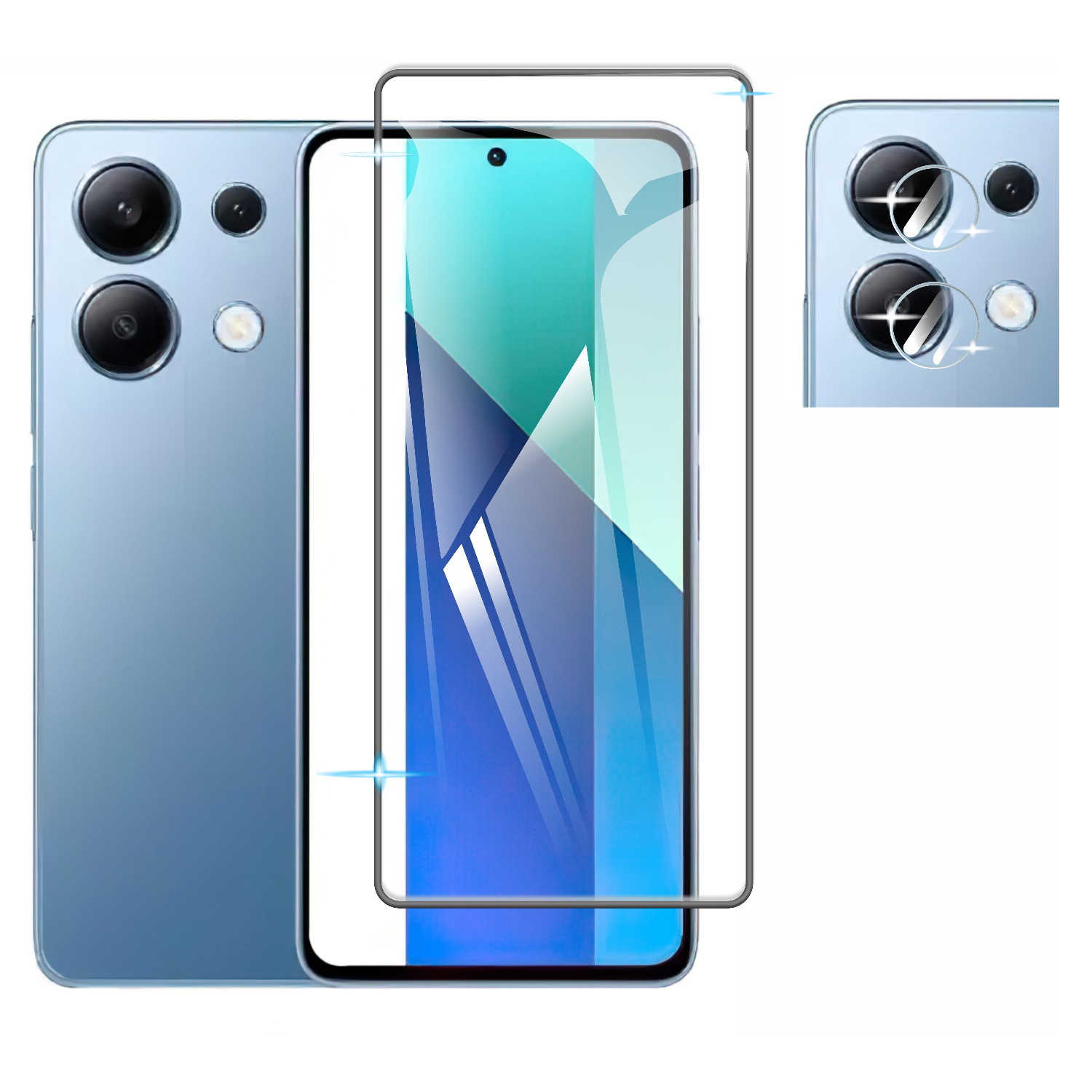 Pack Cristal Templado 9d Para Redmi Note 13 4G/5G + Micas Camaras
