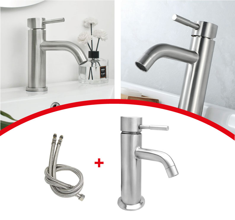 Llave Monomando Corta Lavabo Acero Inox EJEX