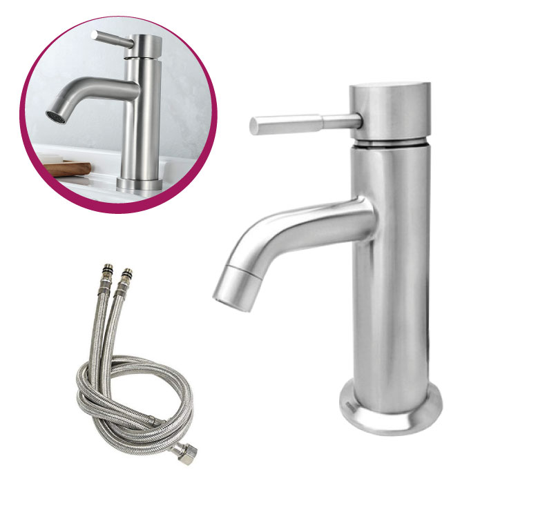 Llave Monomando Corta Lavabo Acero Inox EJEX