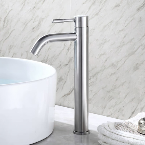 Llave Monomando Alta para Lavabo Acero Inoxidable EJEX Satín