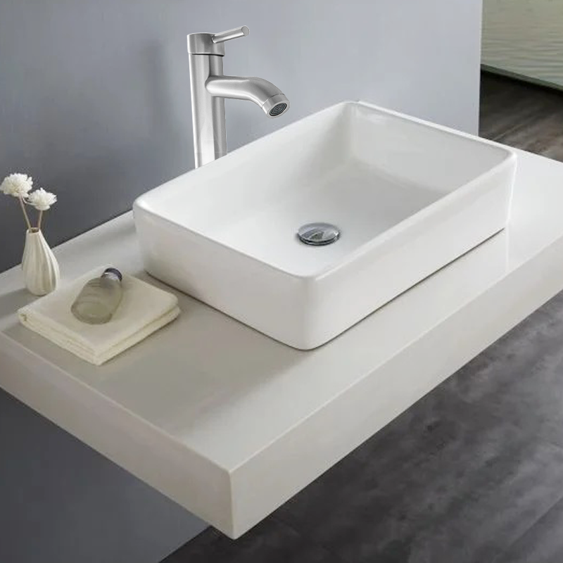 Llave Monomando Alta para Lavabo Acero Inoxidable EJEX Satín