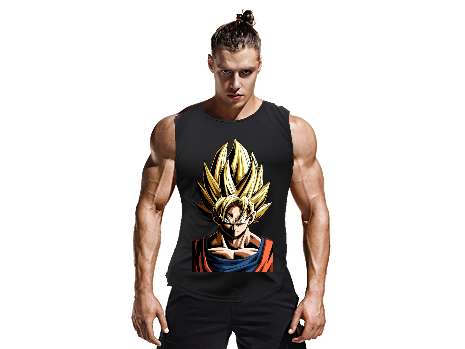 Playera Mediana Deportiva Sin mangas Dragon ball Goku Super saya Tela de secado ultra rapido .