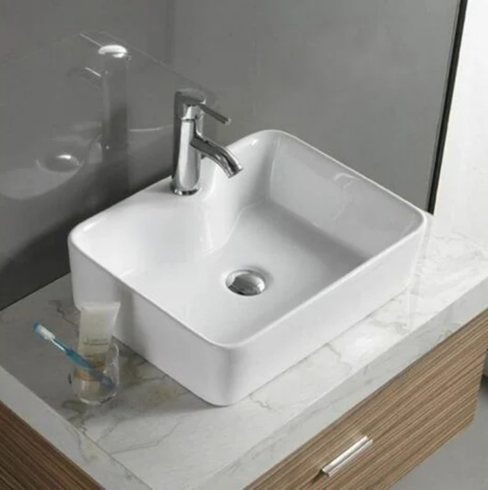Lavabo de Cerámica Blanco para baño de sobreponer